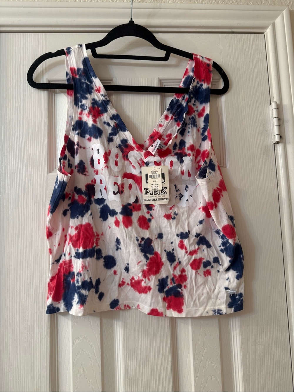 PINK Victoria's Secret Tie-Dye Tank Red & Blue Boston Red Sox tank top NWT